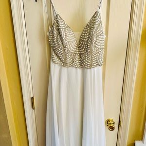 Speechless White Chiffon Strappy Beaded Dress
